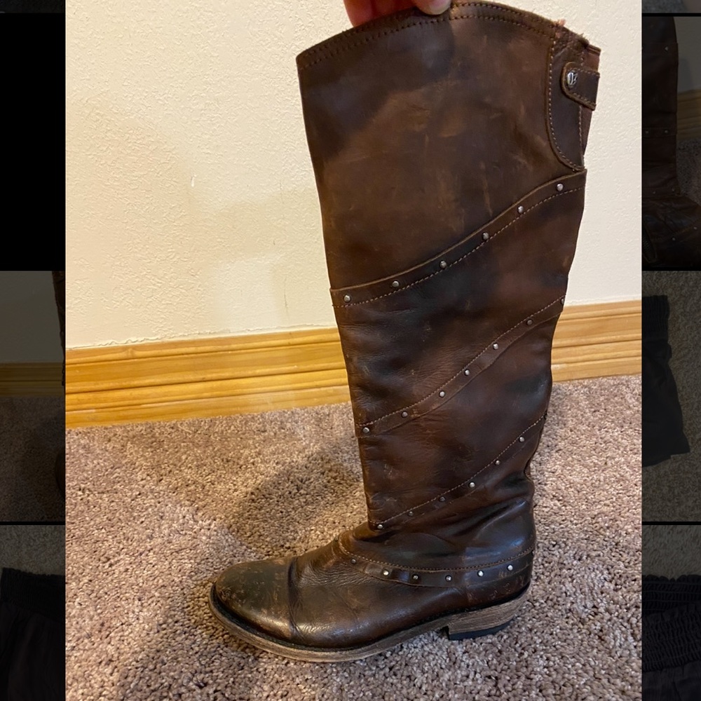 Liberty Black Leather Studded Boots